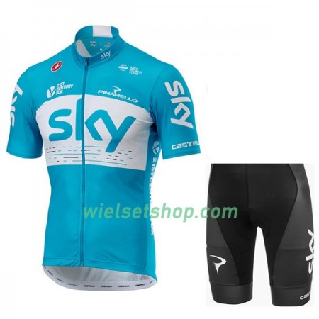Fietskleding (Fietsshirt + Fietsbroek Kort) 2018 Team Sky N002